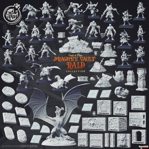 Può includere: Una collezione di miniature stampate in 3D per giochi di ruolo da tavolo, che include un drago, tesori ed elementi di dungeon. Il set include un drago, forzieri del tesoro, monete e muri di dungeon. Cast n Play Dragon's Vault Raid Collection.