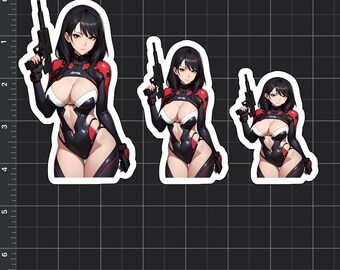 Anime Girl w/ Weapon Sticker