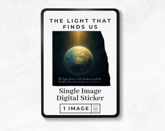 Bible Verse Digital Sticker, John 1:5 transparent PNG, Christian themed image, Celestial Faith Aesthetic, Christian Digital Planner Decor