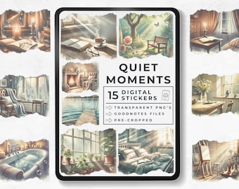 Digital Stickers Cozy Corners, Dreamy Cottagecore Stickers, Ethereal Scenes, Inviting, Digital Vision Board Stickers, Goodnotes Sticker Book