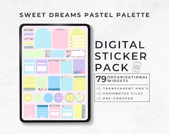 Digital Stickers Widget Pastel, Organizational Candy Theme Stickers Sheet, Notes Style, Slim Widgets, Digital Sticker Book, Goodnotes File