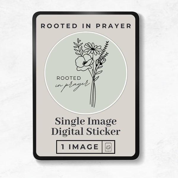 Christian Sticker, Rooted in Prayer, Spiritual Wisdom, Minimalist Floral, Digital Planner Accessories, Inspirational Digital Planner Sticker