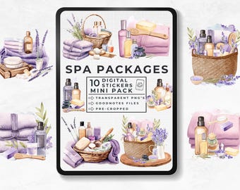 Spa Stickers for Goodnotes, Spa Baskets, Healthy Life Digital Stickers, Beauty Packages Digital Planner Sticker Pack, Goodnotes Sticker Book