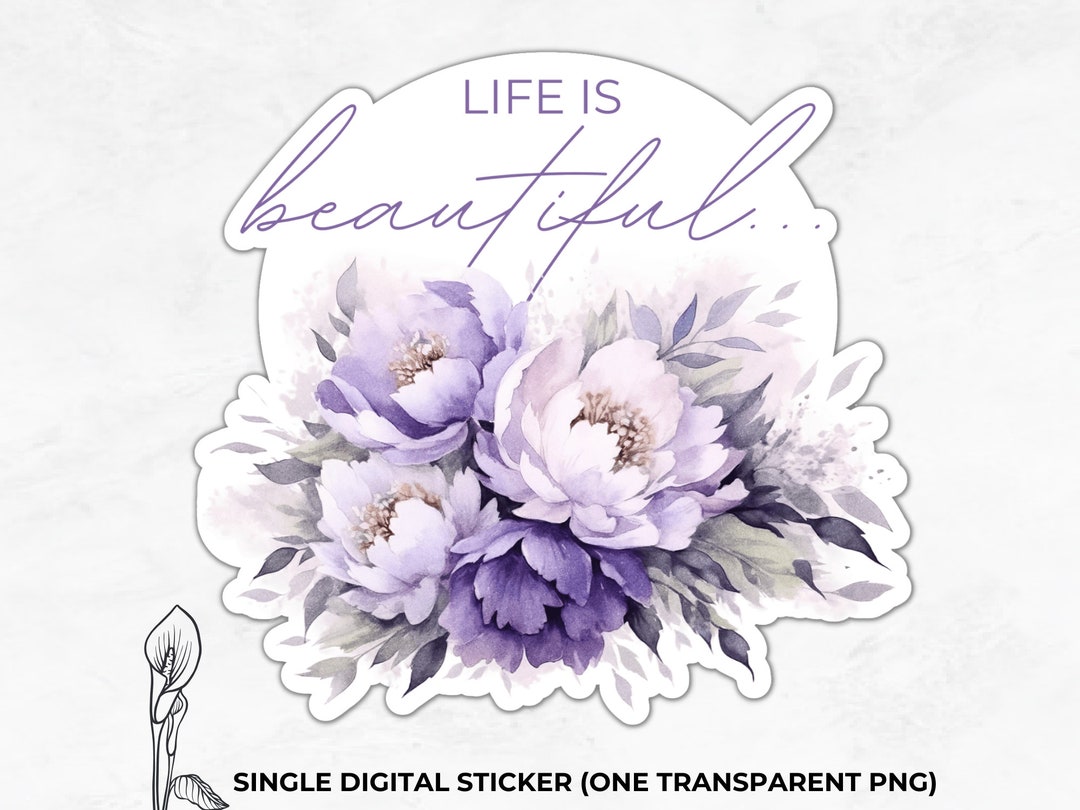Pastel Sticker for Digital Planner, Floral Digital Sticker, Purple ...