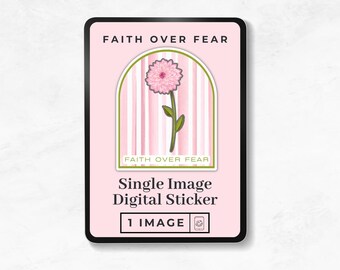 Watercolor Dahlia Flower Sticker, Pastel Pink Florals, Faith over Fear, Digital Planner Accessories, Digital Scrapbook, Digital Journaling
