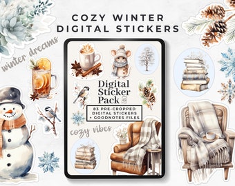 Winter Digital Stickers Goodnotes, Hygge Winter Sticker Pack, Cozy Winter Digital Stickers, Journal, Winter Scrapbook, Digital Sticker Book