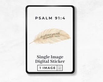Bible Verse Digital Sticker, Psalm 91:4 transparent PNG, Christian cottagecore, Boho Feather Aesthetic, Christian Digital Planner Decor