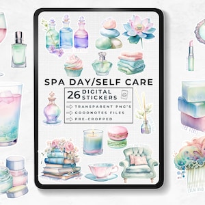 Spa Stickers for Goodnotes, Self Care Stickers, Healthy Life Digital Stickers, Beauty Digital Planner Sticker Pack, Goodnotes Sticker Book