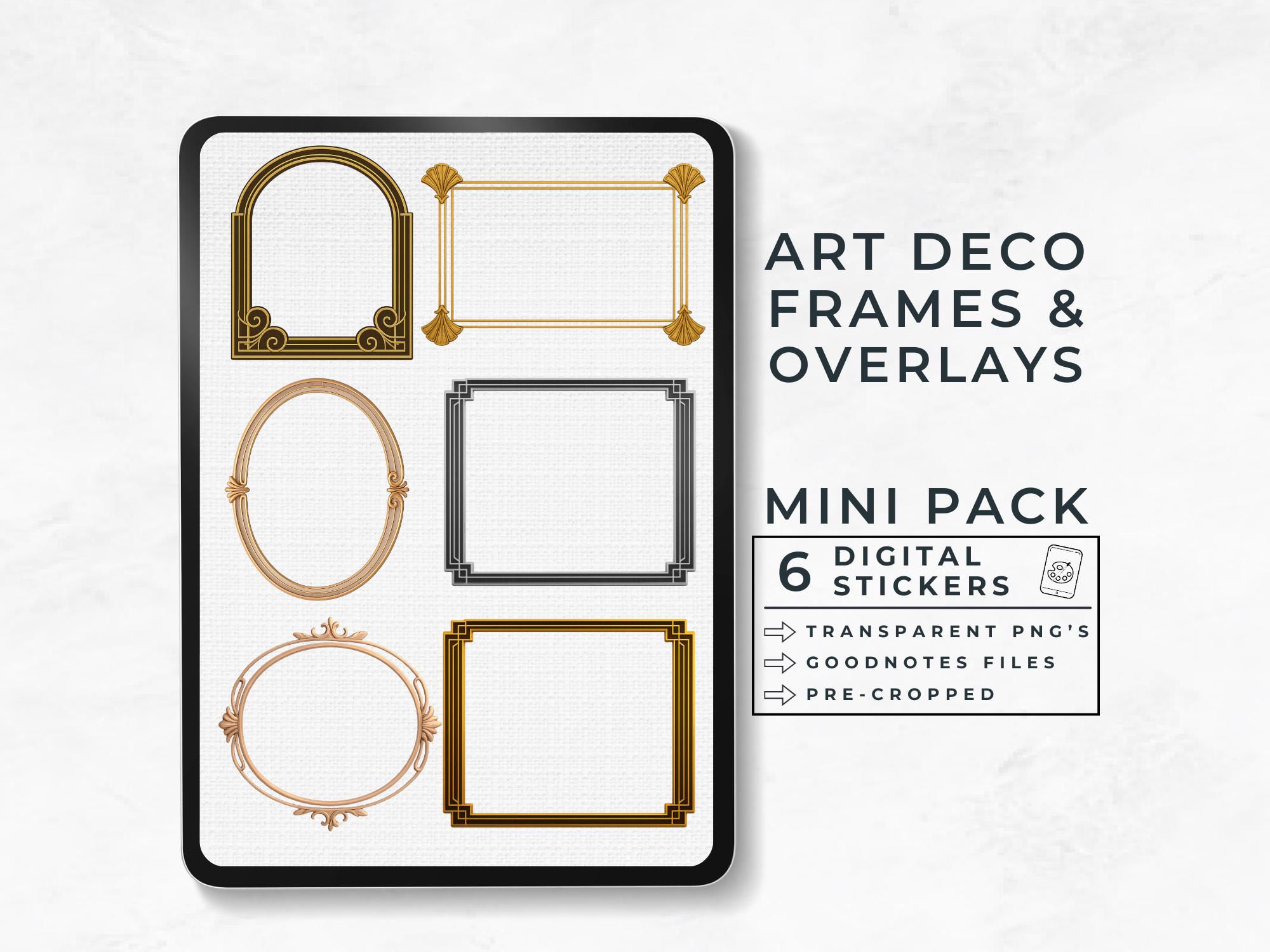 Frame Sticker Digital Stickers Picture Frames, Art Deco Photo Borders, Geometric ...