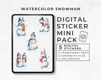 Good Notes Holiday Stickers, Watercolor Snowman Stickers, Festive Christmas Digital Stickers, Winter Aesthetic, December Goodnotes Stickers