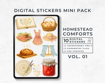 Homestead Digital Stickers, Farmhouse Aesthetic, Cottagecore, Slow Living Planner Stickers, Homemaking Ephemera, Goodnotes Sticker Book, HSS