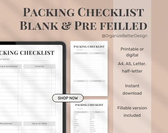 editable travel packing checklist template for vacation