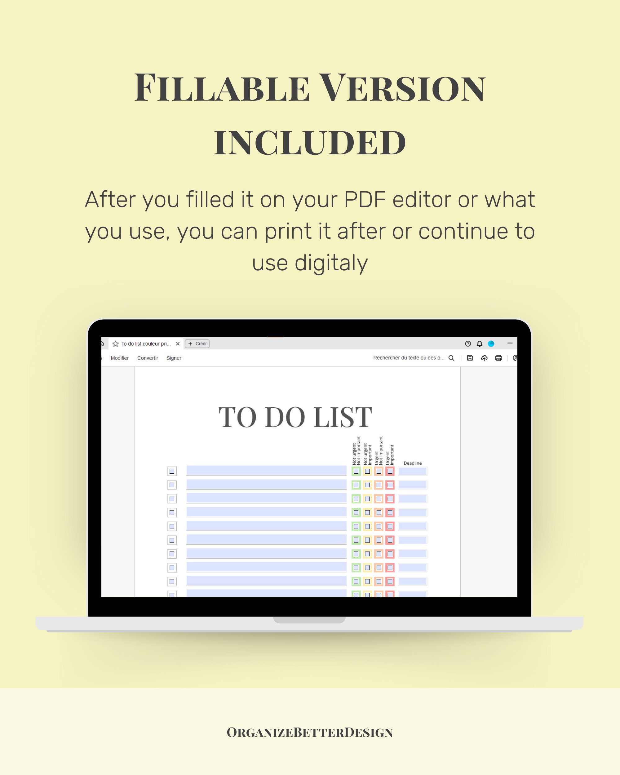 To-do List Template With Eisenhower Matrix Pdf, Digital, Editable and ...