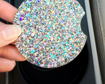Glitter car coaster, car accessories, car coaster, new car gift, custom resin coaster, coaster set, Car cupholder