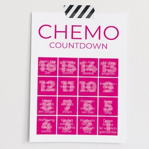 16 Chemos Countdown – Motivations-Poster Brustkrebs Therapie Plan – Mutmacher Geschenk – Cancer Fighter Kunstdruck Digital Download