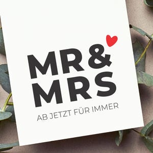 Hochzeitskarte MR & MRS – Minimalistische Karte „Ab jetzt für immer“, edle Trauung Glückwunschkarte und dekorative Geschenkidee Hochzeit