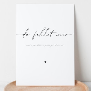 Du fehlst mir Karte A6 – Trauerkarte & Abschiedskarte | Emotionale Grußkarte Vermissen | Karte ohne Worte