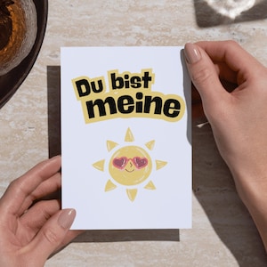 Gedruckte Postkarte „Du bist meine Sonne“ – Liebevolle Karte mit süßer Sonne – Geschenk für Freundin, Partner, Valentinstag, Freundschaft