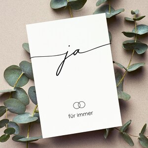 Hochzeitskarte "Ja für immer" – Verlobungskarte und Heiratsantrag, Geschenk Liebe & Ehe, Hochzeitseinladung romantisch elegant