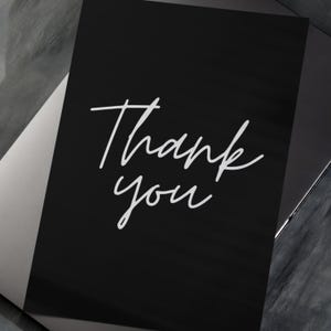 Thank You Karte Trauer | Schwarze Dankeskarte Minimalistisch & Modern | Beileidskarten zum Bedanken | Stilvolle Postkarte Ausdrucksvoll