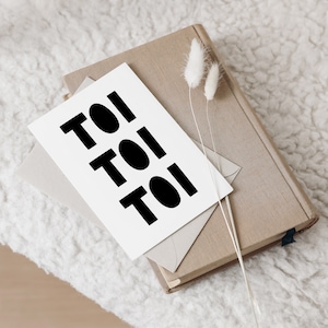 Postkarte Viel Glück Toi Toi Toi – Mutmacher Karte für Prüfung, Erfolg & neue Aufgabe – Minimalistisch modern Grußkarte Job wünschen
