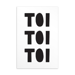 Könnte beinhalten: Schwarz-weißes Grafikdruck mit dem Wort "TOI" dreimal wiederholt.