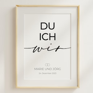 Gift of love, personalized wedding poster with names & date, minimalist wall art for couples, wedding decoration, love poster