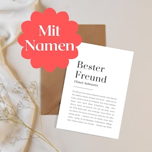 Personalisierbare bester Freund Postkarte mit Definition – emotionale Freundschaftskarte für Männer & Dankeschön Trauzeugen Geschenk
