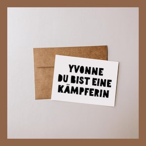Du bist eine Kämpferin Personalisierte Mutmachkarte – Kraftvolle Karte mit Name für Frauen, als Geschenk bei Krankheit oder zur Ermutigung