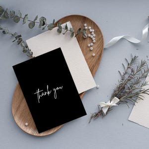 Thank You Karte Trauer | Schwarze Dankeskarte minimalistisches Design | Beileidskarten zum Bedanken | Postkarte stilvoll modern