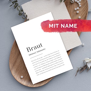 Geschenk Braut, bride to be, personalisierte Karte an die Braut, Definition A6, Hochzeitsgeschenk, Morgengabe Braut, Getting Ready