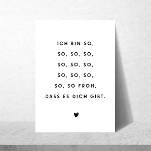 Ich bin so froh, dass es dich gibt Postkarte – Liebevolle Grußkarte für Freundin & Freundschaft, süße Botschaft und Dankbarkeit Geschenk