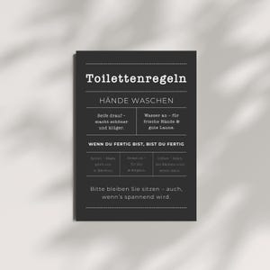 Restroom Rules Poster Gray – Funny Guest Restroom Sign Black and White, Funny Bathroom Decoration & Toilet Sayings, Digital Download
