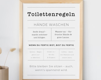 Restroom Rules Poster – Funny Bathroom Picture Decoration – Guest Restroom Sign Black and White – Funny Toilet Sayings – Toilet Picture Digital Download