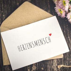 Postkarte HERZENSMENSCH mit Herz – minimalistische Grußkarte für Lieblingsmenschen, Geschenk für Partnerin, Freundschaft, Liebe, Dankbarkeit