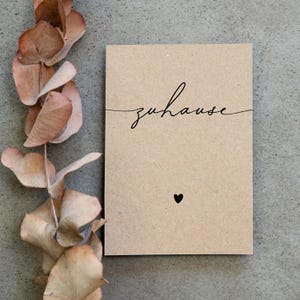 Moving in card kraft paper with heart, minimalist home postcard for moving, apartment, house, family & housewarming gift