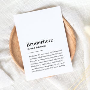 Bruderherz Karte A6 weiß – Definition Geschenk für Bruder – personalisiert mit Name – emotionale Typografie-Karte modern & schlicht