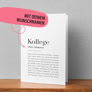 Personalisierte Grußkarte Kollege mit Namen & Abschiedstext – Dankeskarte Team Freund Jobwechsel Geschenk