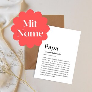 Personalisierte Vatertagskarte mit Name – Papa Definition Geschenk – Minimalistische Karte für Vater – Liebe Postkarte zum Vatertag