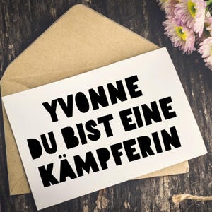 Du bist eine Kämpferin Personalisierte Mutmachkarte – Kraftvolle Karte mit Name für Frauen, als Geschenk bei Krankheit oder zur Ermutigung