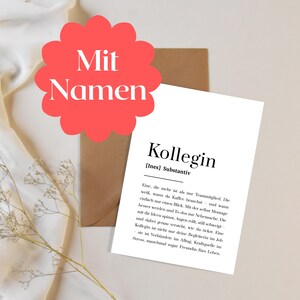 Postkarte Kollegin mit Definition – personalisierte Karte für Arbeitskollegin, Abschied, Danke oder Freundschaft im Job