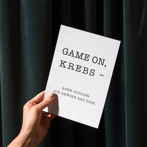 Motivationskarte bei Krebs – Game On Spruchkarte • Genesungsgeschenk mit Humor • Mutmacher für Chemotherapie & Krebs • Postkarte