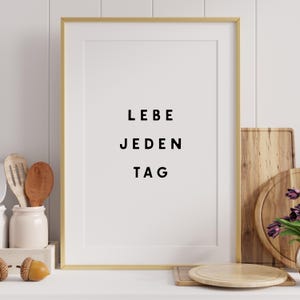 Motivational Poster Live Every Day Digital Print – Minimalist Wall Decor Typography Art Black White Quote Picture for Office & Home