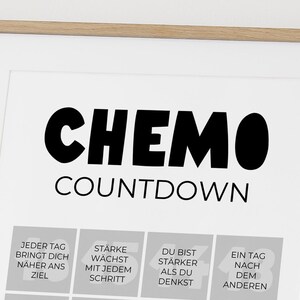 16 carteles de cuenta regresiva para quimioterapia en alemán: descarga digital, apoyo para el cáncer de mama, archivo motivacional y regalo para pacientes con cáncer