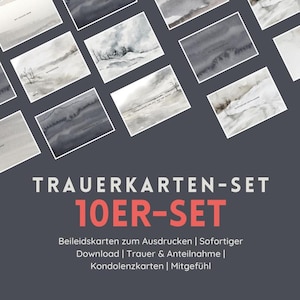 Trauerkarten-Set | 10er-Set | Beileidskarten zum Ausdrucken | Sofortiger Download | Trauer & Anteilnahme | Kondolenzkarten | Mitgefühl | DE