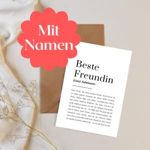 Beste Freundin Postkarte personalisierbar mit Namen – emotionale Dankeskarte zum Geburtstag & Trauzeugin Geschenk Idee