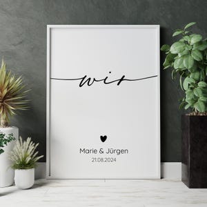 Nós pôster com nome e data personalizado, download digital A4 presente casamento noivado aniversário impressão parede imagem casal amor