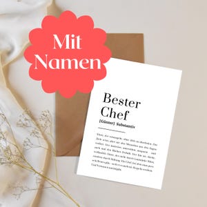 Bester Chef mit Postkarte Definition – personalisierte Karte zum Abschied, Ruhestand oder Danke sagen, Teamlead, Jobwechsel, Krankheit
