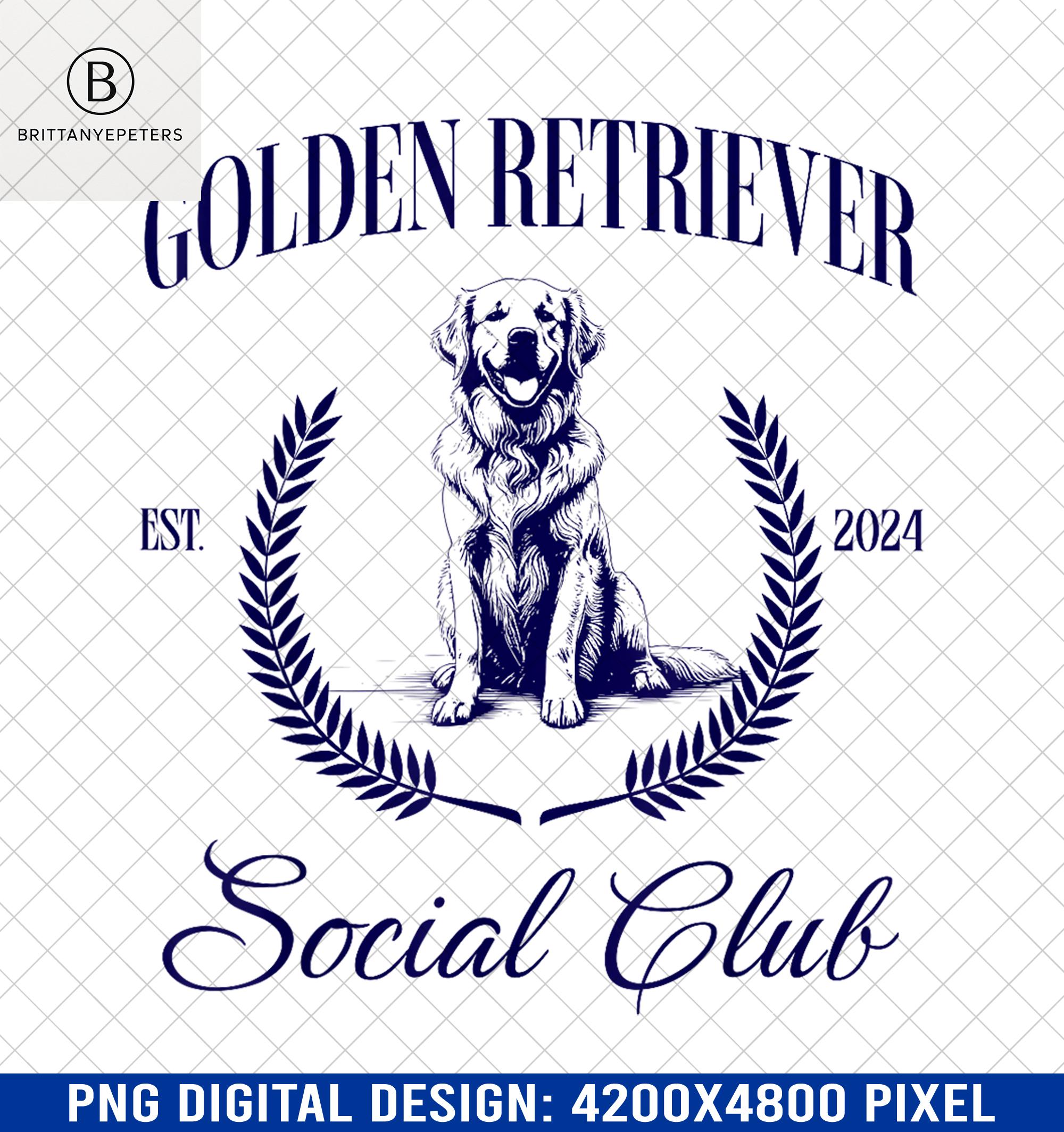 Golden Retriever Social Club PNG, Vintage Dog Lover Sublimation Design ...