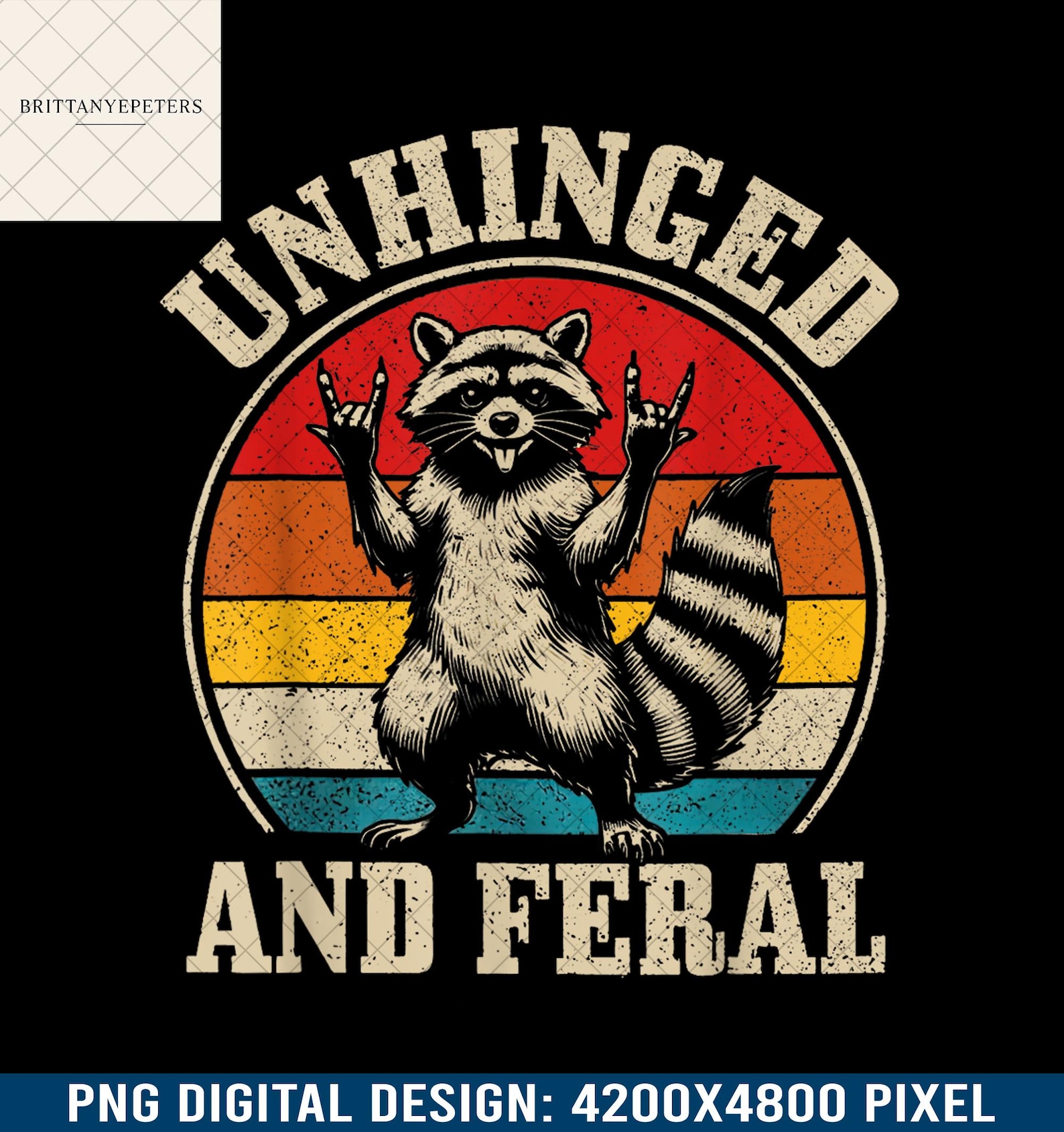 Unhinged and Feral Raccoon PNG, Vintage Retro Raccoon Clipart, Funny ...